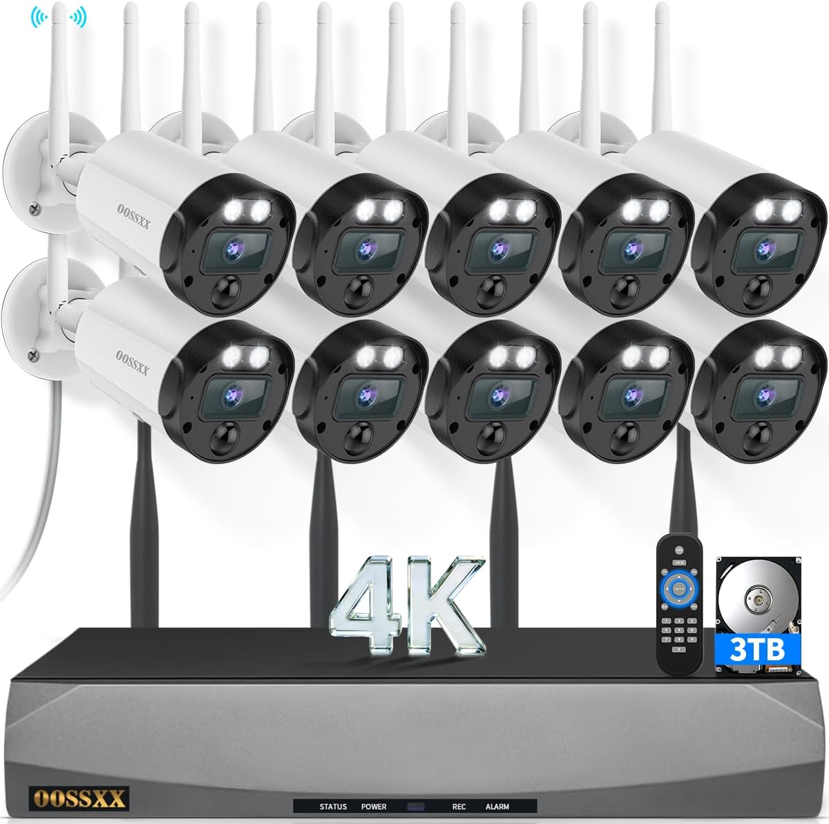 (2026 New) 4K Wireless Security Camera System Outdoor, Long Range +76% WiFi, Dual Antennas Cameras & 4-Antenna NVR, PIR Human Detection, 130° Wide Angle, 2-Way Audio, No Monthly Fee