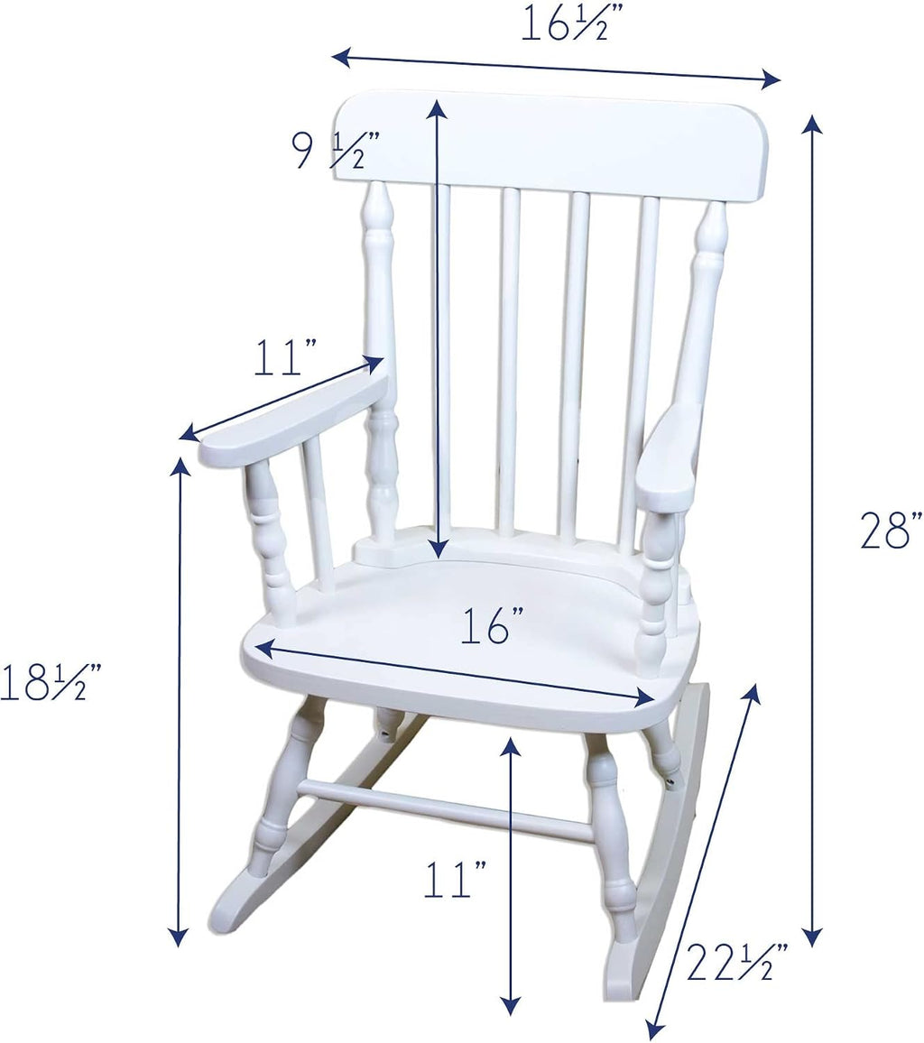 My Bambino Girl's Personalized White Wood Rocking Chair Toddler Baby Gift (Pink Princess Castle)