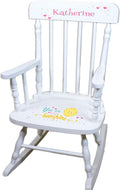 My Bambino Girl's Personalized White Wood Rocking Chair Toddler Baby Gift (You are My Sunshine)