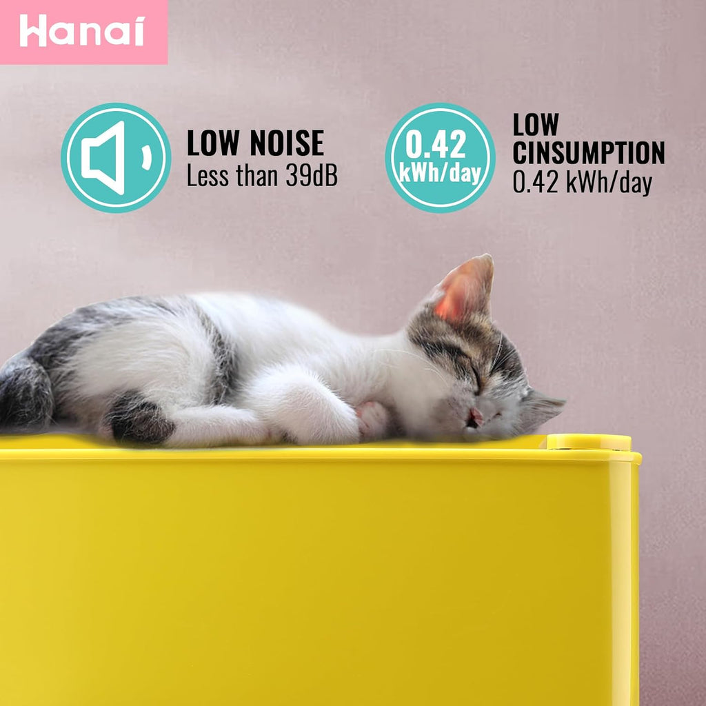 WANAI 3.5 Cu.ft Small Refrigerators Retro Mini Fridge with Freezer Yellow Full-sized Fridge Dual Door Dual Handle Classic Removable Glass Shelves Adjustable Thermostat for Home Office Dorm RV