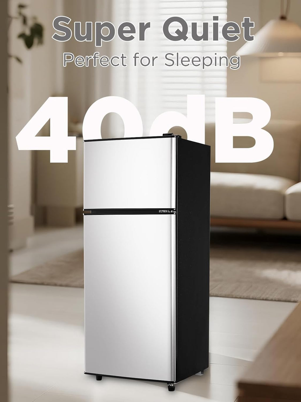 F.W.WOOLWORTHS 3.8 Cu.Ft Compact Refrigerator with Freezer, 2 Doors Fridge with Adjustable Thermostat Control, Small Refrigerator for Kitchen, Dorm, Apartment, Garage, Office, Silver