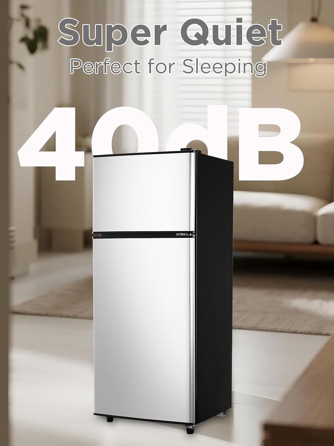 F.W.WOOLWORTHS 3.8 Cu.Ft Compact Refrigerator with Freezer, 2 Doors Fridge with Adjustable Thermostat Control, Small Refrigerator for Kitchen, Dorm, Apartment, Garage, Office, Silver