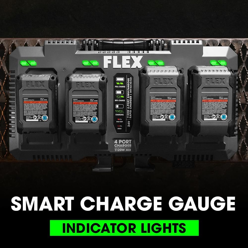 FLEX 24V 1120W 4-Port Simultaneous Lithium-Ion Battery Rapid Charger (280W Per Port) - FX0451-Z