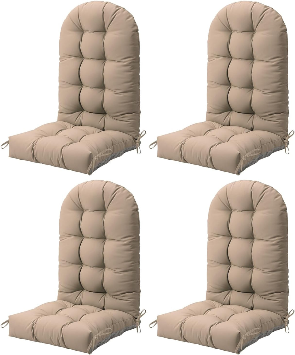 FOOWIN Adirondack Chair Cushion Set of 4, Thickened Rocking Chair Cushion,48.5×20.8×5.1 Inches,High Back Patio Cushions with Ties, Waterproof & UV-Protected, for Indoor and Outdoor,Khaki