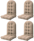 FOOWIN Adirondack Chair Cushion Set of 4, Thickened Rocking Chair Cushion,48.5×20.8×5.1 Inches,High Back Patio Cushions with Ties, Waterproof & UV-Protected, for Indoor and Outdoor,Khaki