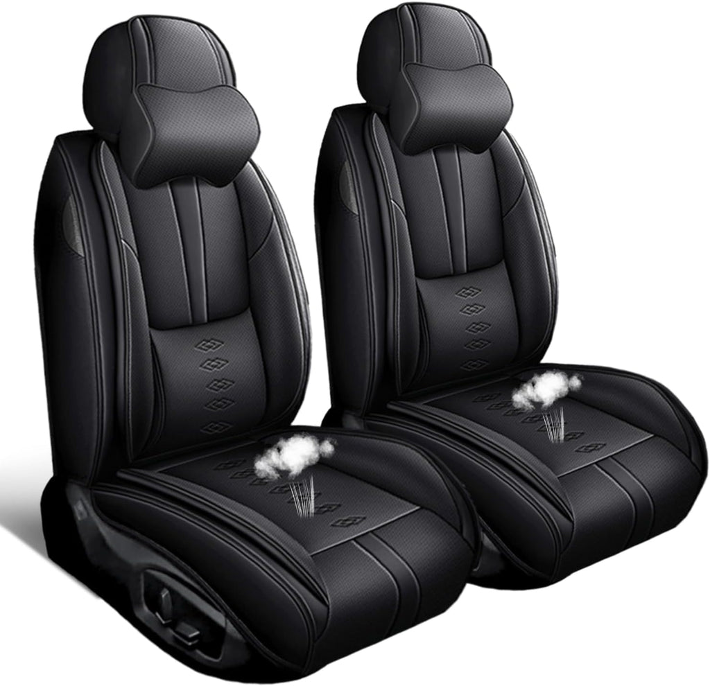 Car Seat Covers 2 Seats Fit for Mazda CX-90 2024 2025,Waterproof Leather Seat Covers,Airbag Compatible,Car Seat Protectors Interior Sets(2PCS with Pillows,Black)