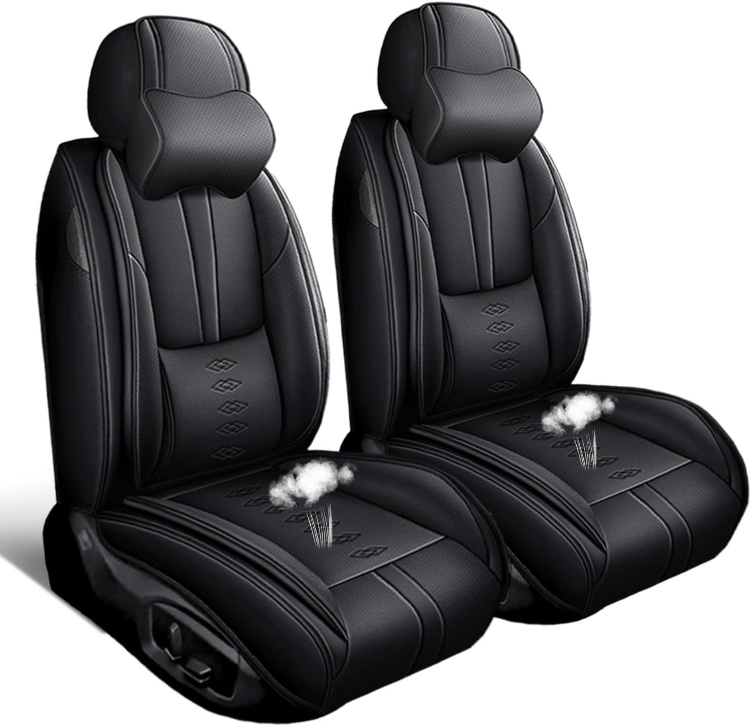Car Seat Covers 2 Seats Fit for Mazda CX-90 2024 2025,Waterproof Leather Seat Covers,Airbag Compatible,Car Seat Protectors Interior Sets(2PCS with Pillows,Black)