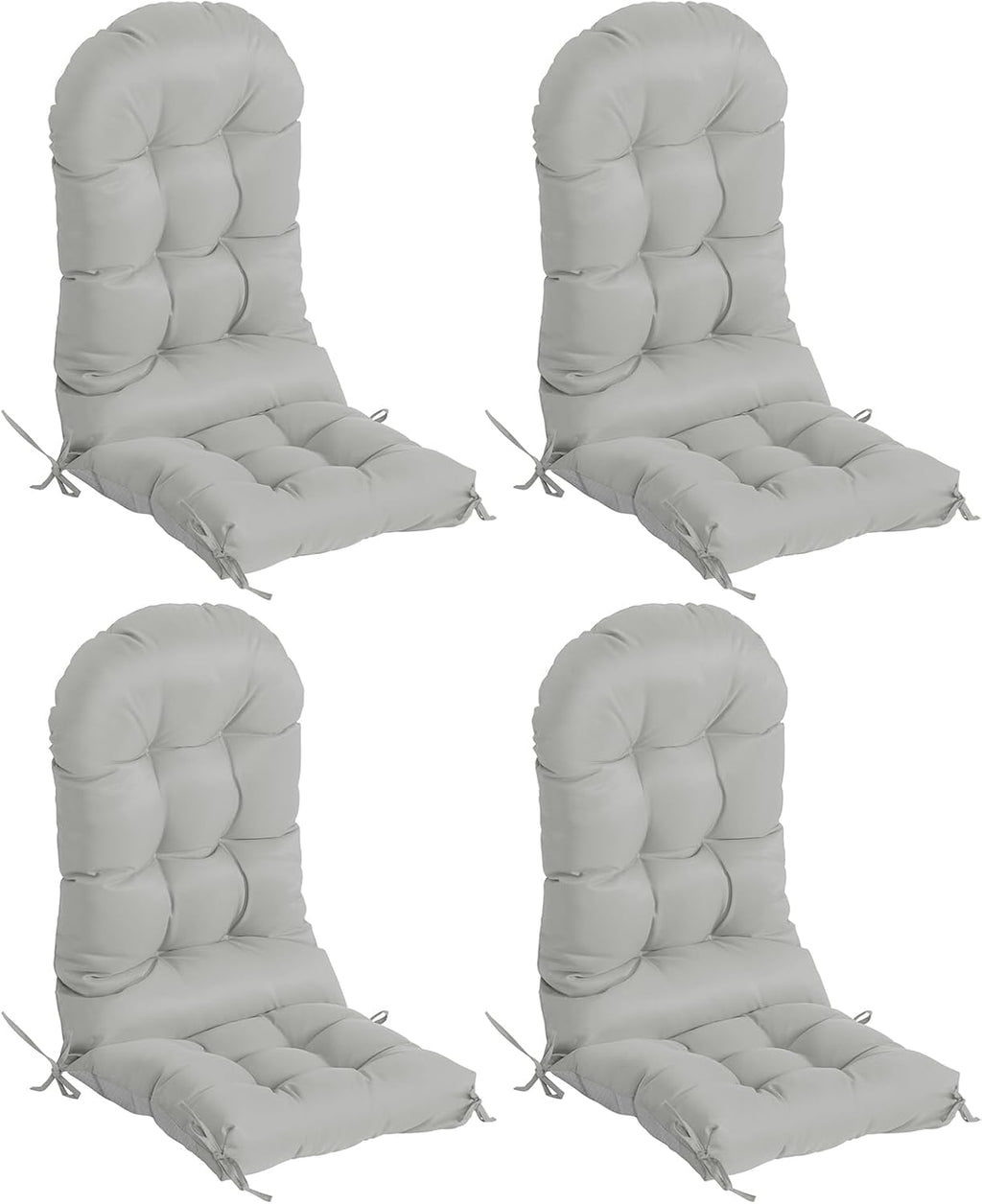 Adirondack Chair Cushions Set of 4, Thick High Back Rocking Chair Cushion 47x19.6x4 Inch, Folding Patio Pads with Ties, Waterproof & Fade-Resistant Seat Pads Indoor/Outdoor (Grey)