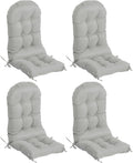 Adirondack Chair Cushions Set of 4, Thick High Back Rocking Chair Cushion 47x19.6x4 Inch, Folding Patio Pads with Ties, Waterproof & Fade-Resistant Seat Pads Indoor/Outdoor (Grey)