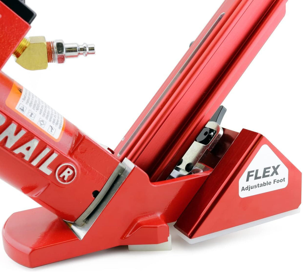 Powernail 50PFLEXXLSW Pneumatic 18 Gauge L-Cleat Flooring Nailer with FLEX Adjustable Base for Hardwood, Exotic, Engineered T&G Flooring