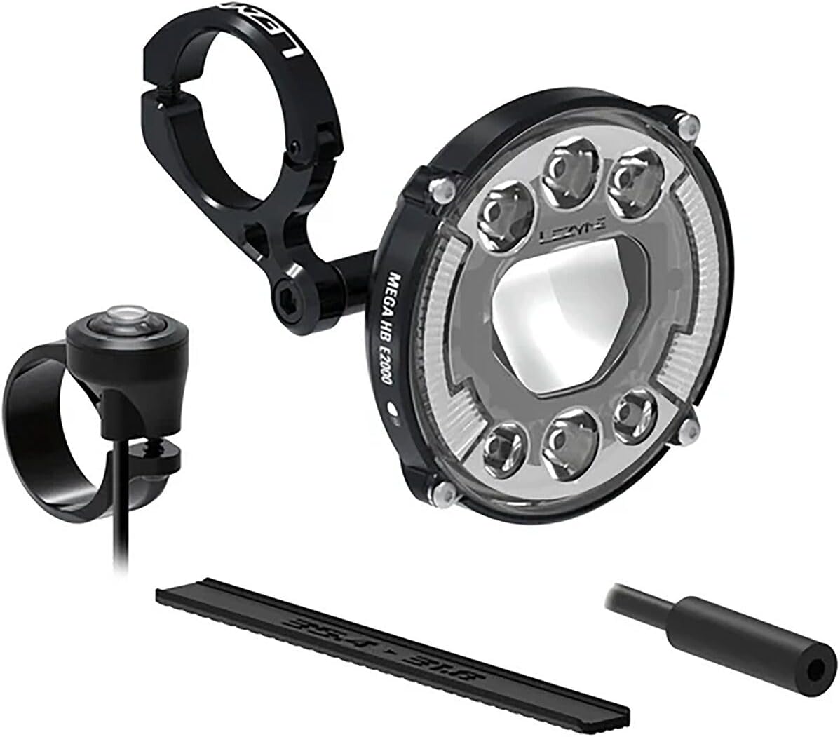 Lezyne Mega HB E2000 Ebike Headlight - 2000 Lumen High Beam & 600 Lumen Low Beam, STVZO Compliant, CNC Machined Aluminum Body, Daytime Running Light, Auto Thermal Protection, E-Bike Compatible 10.5-13