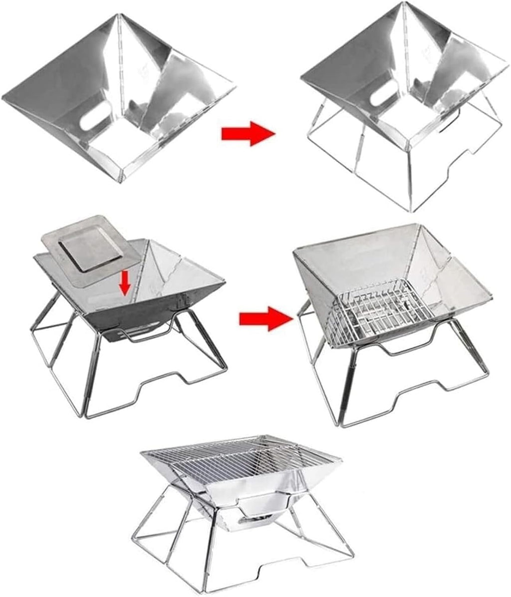 Portable Charcoal Grill Outdoor Stainless Steel Barbecue Grill Charcoal Grill Portable Foldable for Camping BBQ Grill for Outdoor