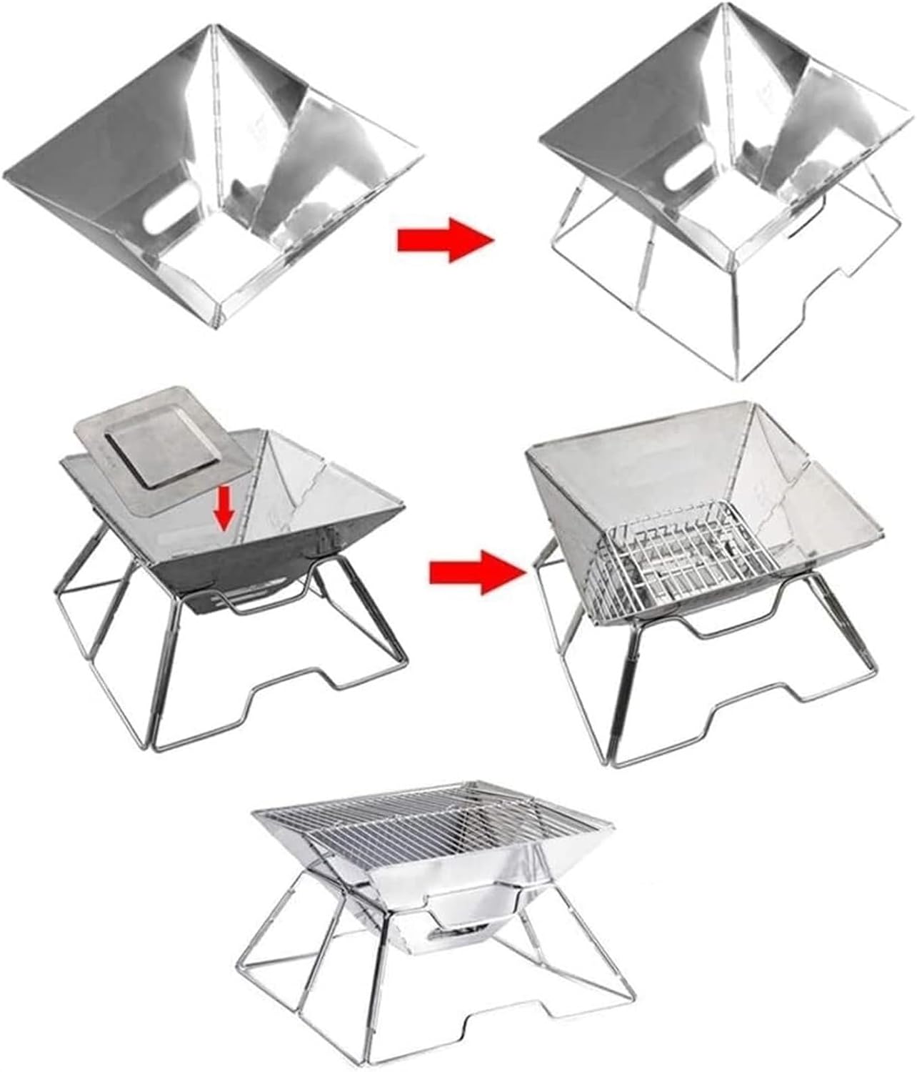Portable Charcoal Grill Outdoor Stainless Steel Barbecue Grill Charcoal Grill Portable Foldable for Camping BBQ Grill for Outdoor