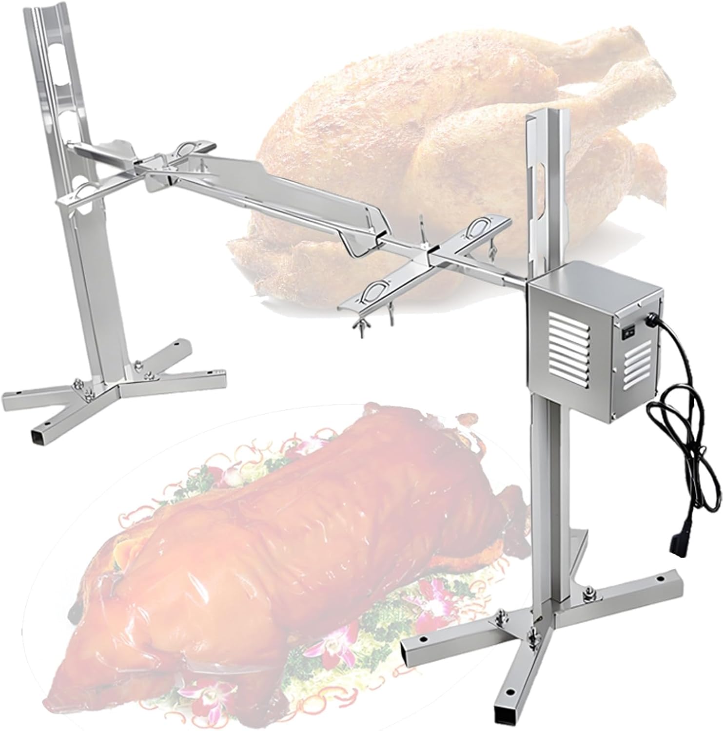 Electric BBQ Rotisserie Grill, for Pig Lamb Spit Roast Chicken Roasted Lamb, Stainless Steel Automatic Rotation, for Outdoor Cooking & Meat Roasting