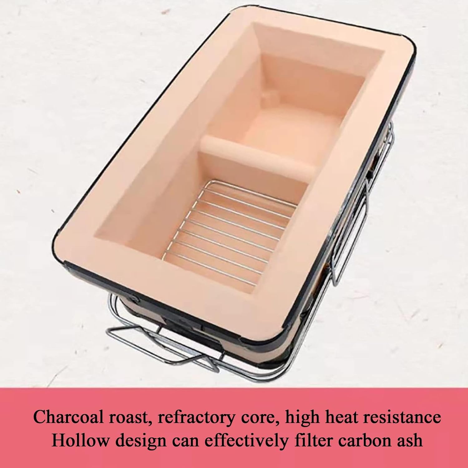 Charcoal Chrome Cooking Grill Internal Grates,Ceramic Clay Charcoal Grill,Using Clay Adjustable Ventilation,High Temperature Resistance,for Outdoor Barbecues