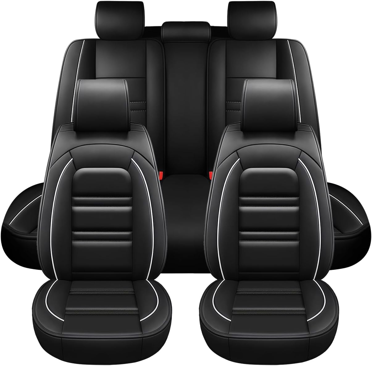Seat Covers for Audi A3 2006-2025 | 5-Seats Leather Seat Covers, Easy to Install Automotive Seat Covers Full Set (Full Set, Black&White Line)
