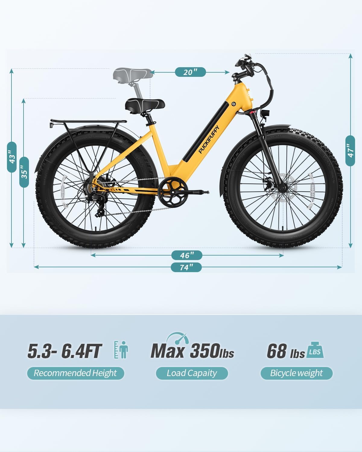 Electric Bike for Adults + A Luxury Accessory Pack , 48V 15AH Removable Battery Electric Bicycle, 28MPH Commuter E-Bike, 7 Speed, 60 Miles Range, All Terrain 26' Fat Tire Front Suspension, Samoyed
