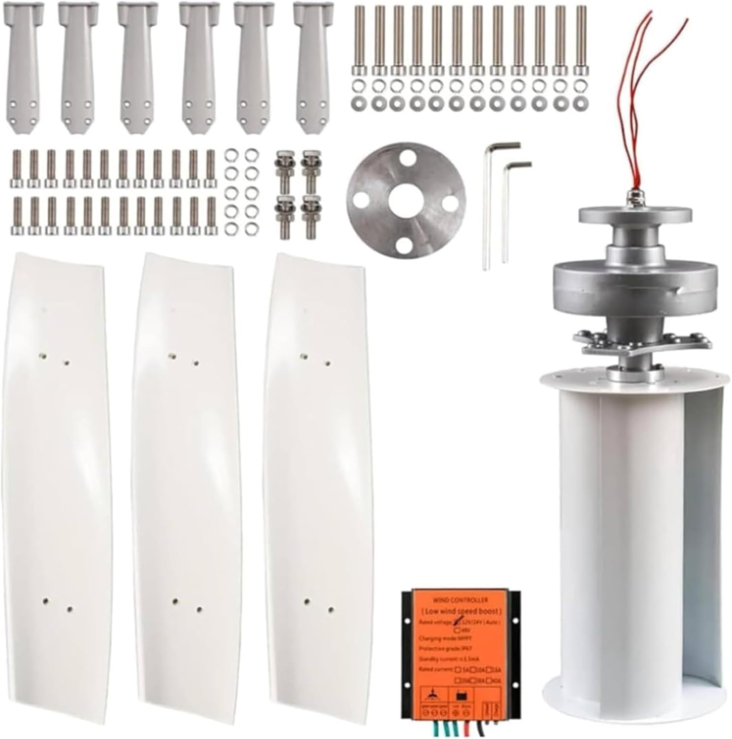 Upgraded 12000W Wind Turbine Generator Kit - 12V-220V Vertical Helix Blades with Charge Controller, Ideal for Marine, RV, Home, and Industrial Energy Solutions