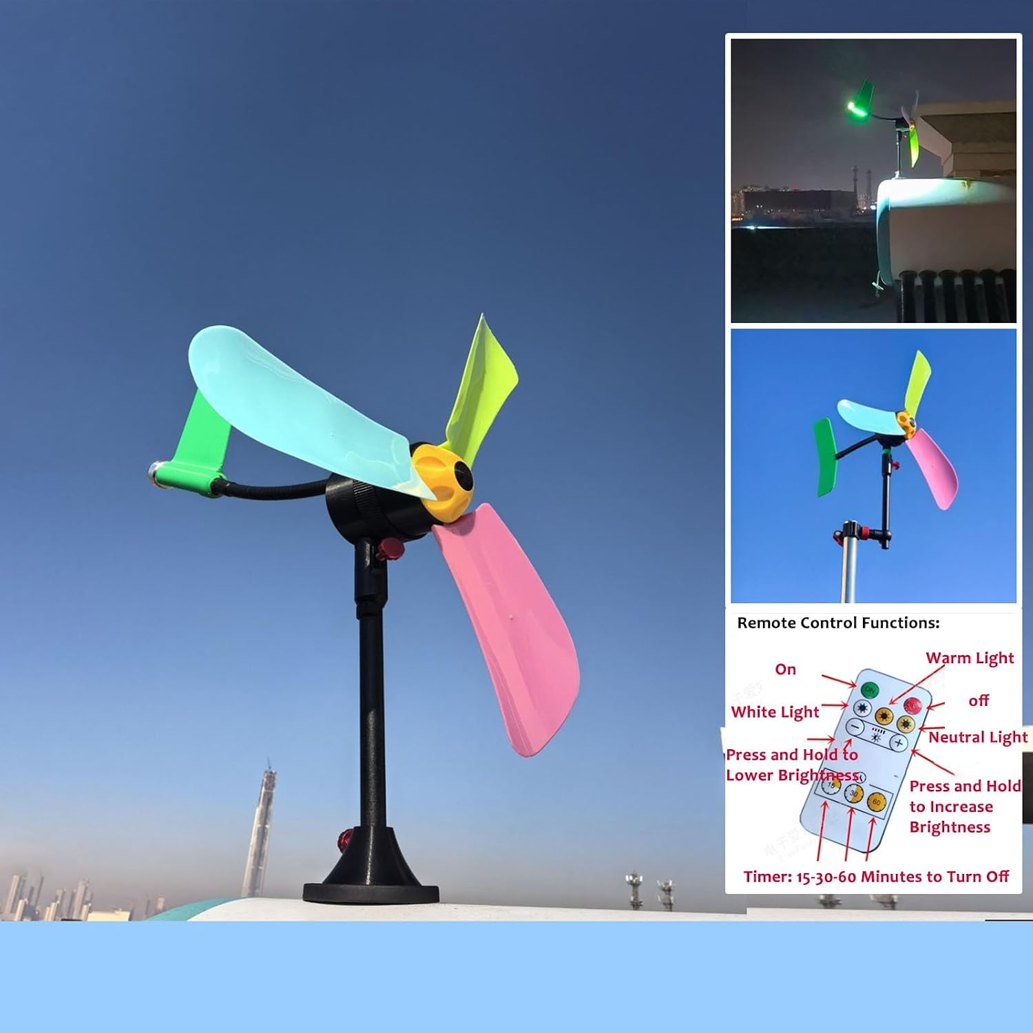 30w Portable Wind Turbine Generator Backup Wind Power Supply With LED Light For Home Power Storage, Camping And Travel