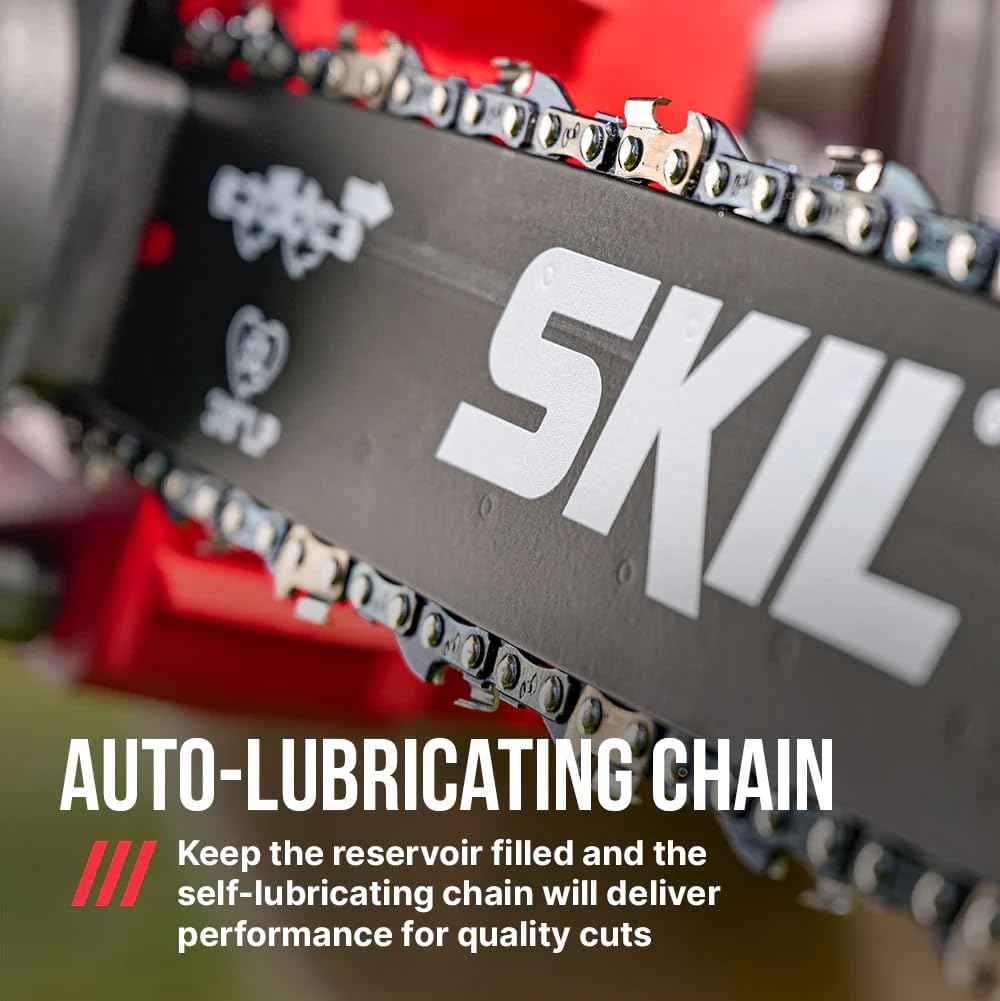 SKIL PWR CORE 40 Brushless 40V 14' Lightweight Chainsaw Kit with Tool-free Chain Tension & Auto Lubrication, Includes 2.5Ah Battery and Auto PWR Jump Charger - CS4555-10