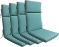 Indoor Outdoor High Back Rocking Chair Cushions Replacement Patio Seat Cushion Fade Resistance, Set of 4 Blue Lake