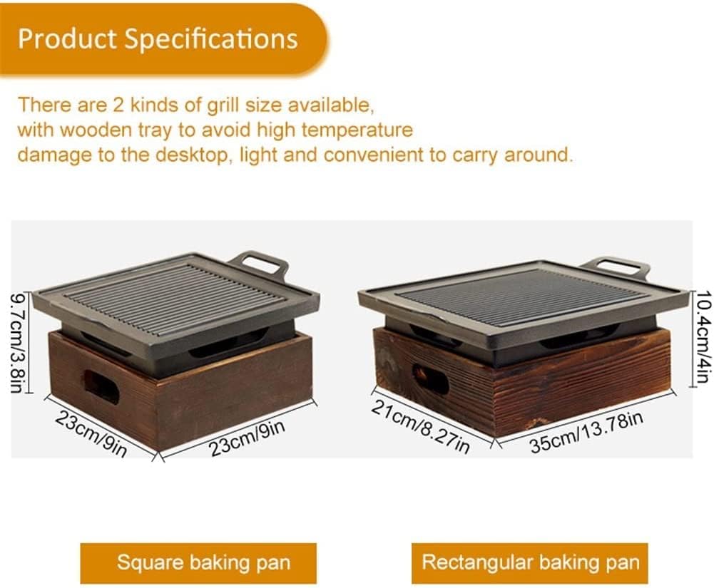 IRYZE Portable Charcoal Grill Portable BBQ Grill Barbecue Grill Charcoal BBQ Oven Non-stick Cooking Tools BBQ Grill for Outdoor (Size : 23x23cm)