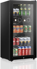 HAILANG LANG Beverage Refrigerator, 4.5 Cu.Ft, Mini Fridge with Glass Door for Soda Beer, Freestanding Beverage Cooler for Office, Bar, Adjustable Shelving&Adjustable Foot