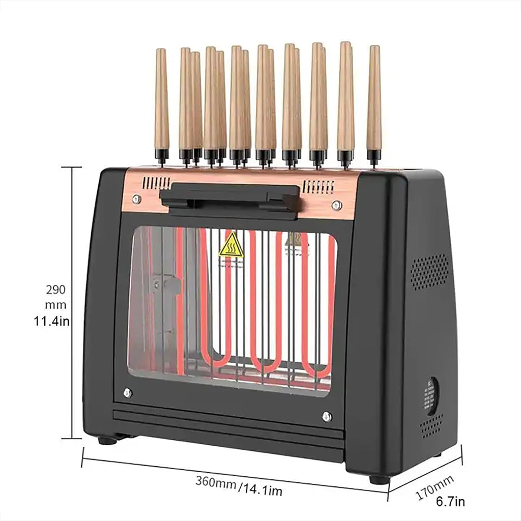 ERICAT Electric Barbecue Grill, Portable Grill Kebab Machine with Silicone Oil Brush and 16 Baking Skewers, 360° Auto Rotate and Even Heating, Roasting 16 Skewers at A Time, for Bonfire and Patio