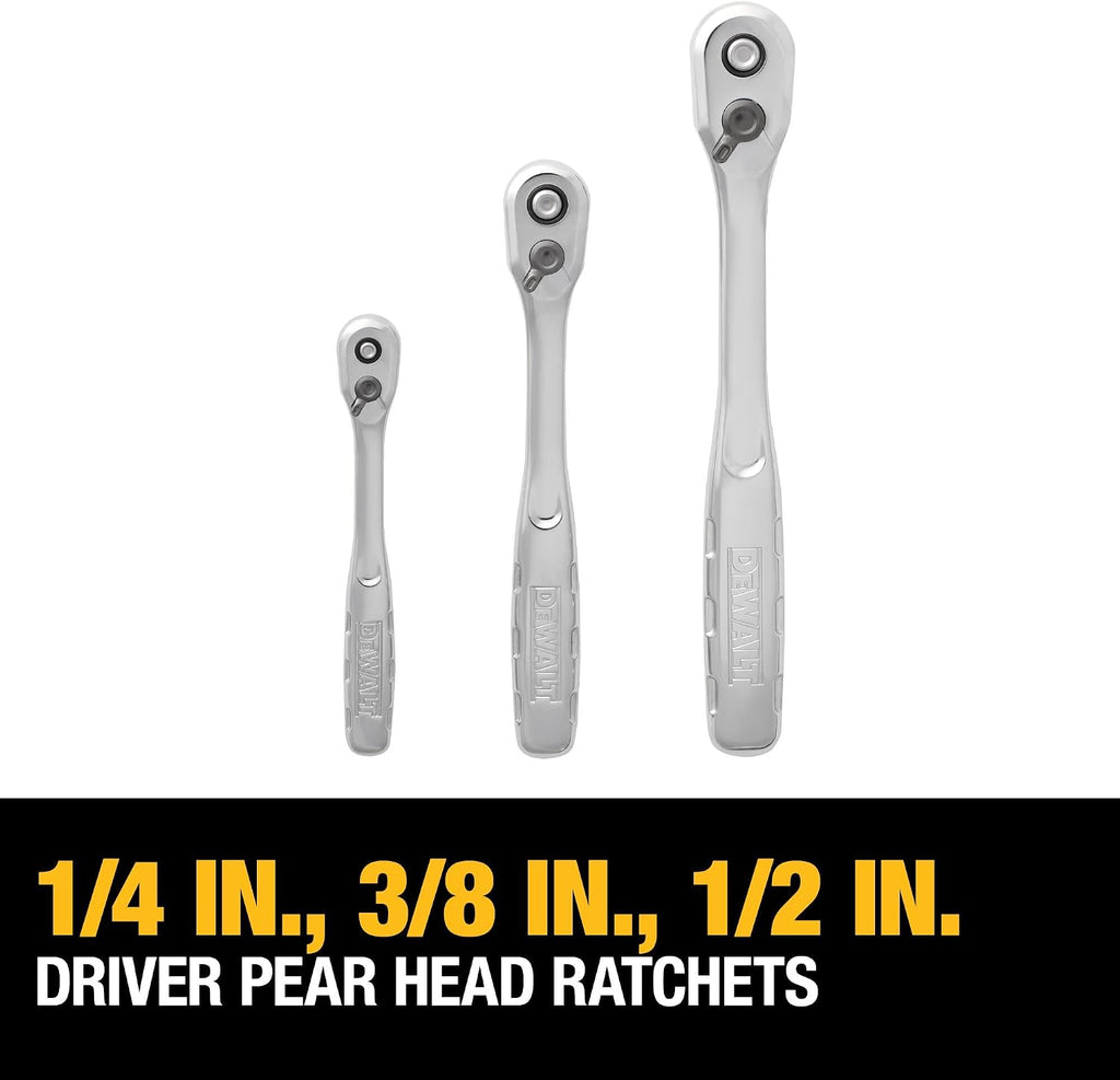 DEWALT 192 Pcs. Mechanics Tool Set, 1/2, 1/4, 3/8 Socket Set, SAE and Metric Socket Wrench Set, Hard Shell Tool Box (DWMT75049)