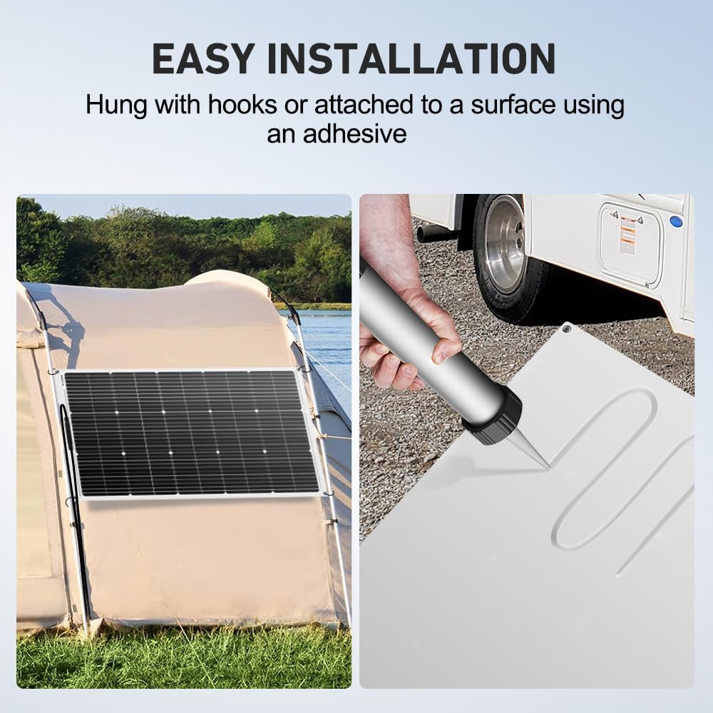 DOKIO 600W (6×100W) Flexible Solar Panels 18V Monocrystalline for 12V Battery Charging, Semi-Flexible ETFE with MC4, Series or Parallel Expansion for RV Boat Van Camper Trailer Off-Grid Power