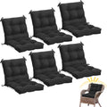 Marsui 6 Pcs Outdoor Indoor High Back Chair Cushions Patio Furniture Tufted Pillow with Ties Water-Resistant Replacement Outdoor Rocking Chair Cushions, 42 x 21 Inches (Black,Solid Color)