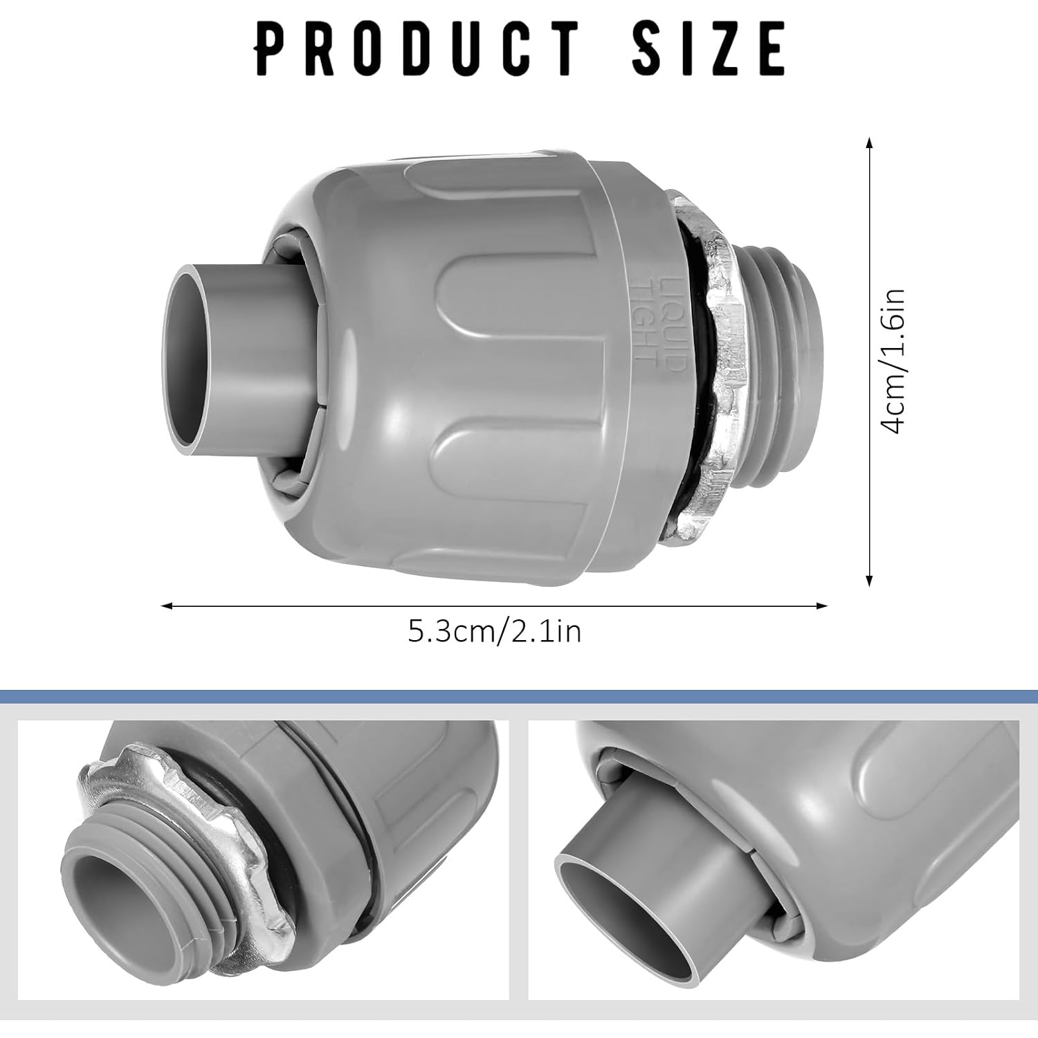 Maitys 1/2 Inch Liquid Tight Connector PVC Electrical Conduit Fittings Straight 180 Degree Flexible Conduit Connector for Home Kitchen Bathroom Tube Tool Supplies(200 Pcs)