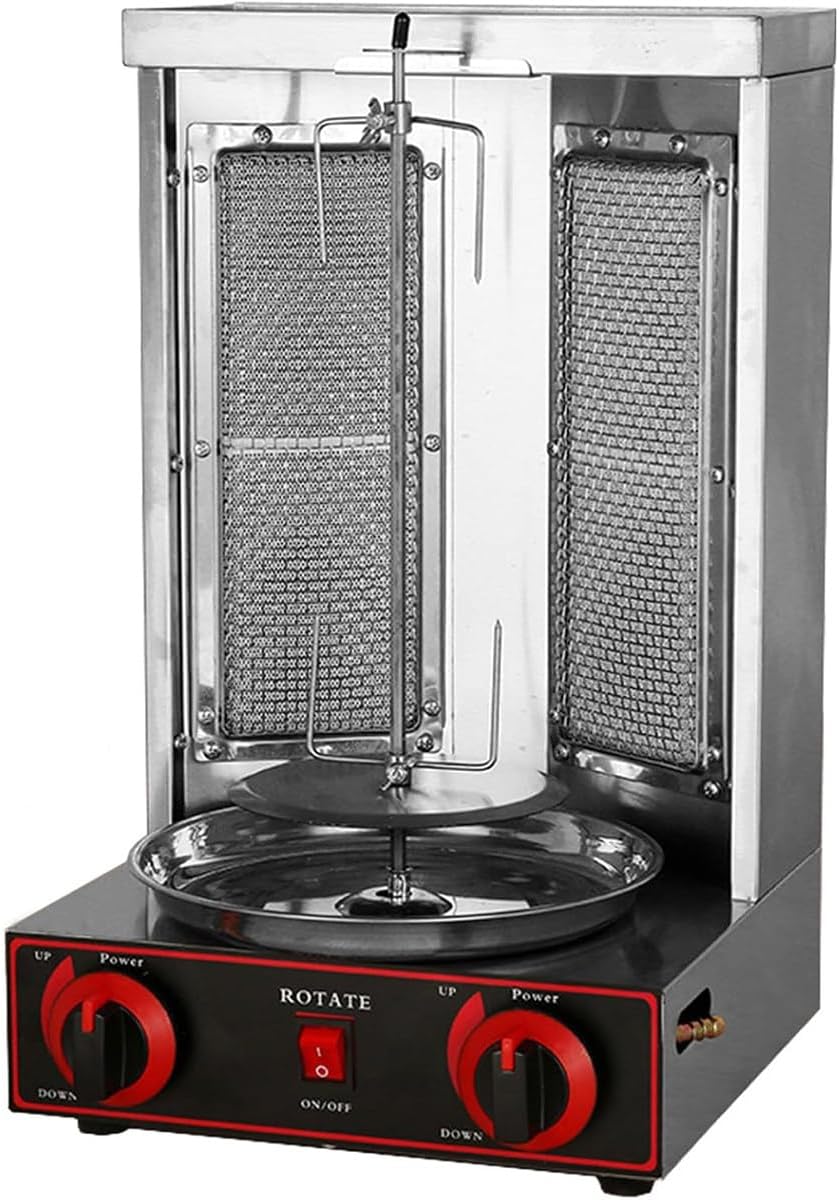 Vertical BBQ Machine Commercial, 360° Rotating Gas Kebab Grill Machine, Adjustable Temperature, Easy to Clean, for Grilling Meat