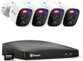 Swann Security Camera System, 1080P Full HD DVR, Wired, 4 Channels 4 Camers, Home/Outdoor, 24/7 Recording, Deterrent Red & Blue Lights, Color Night Vision, Human Vehicle Detection, 446854MQB