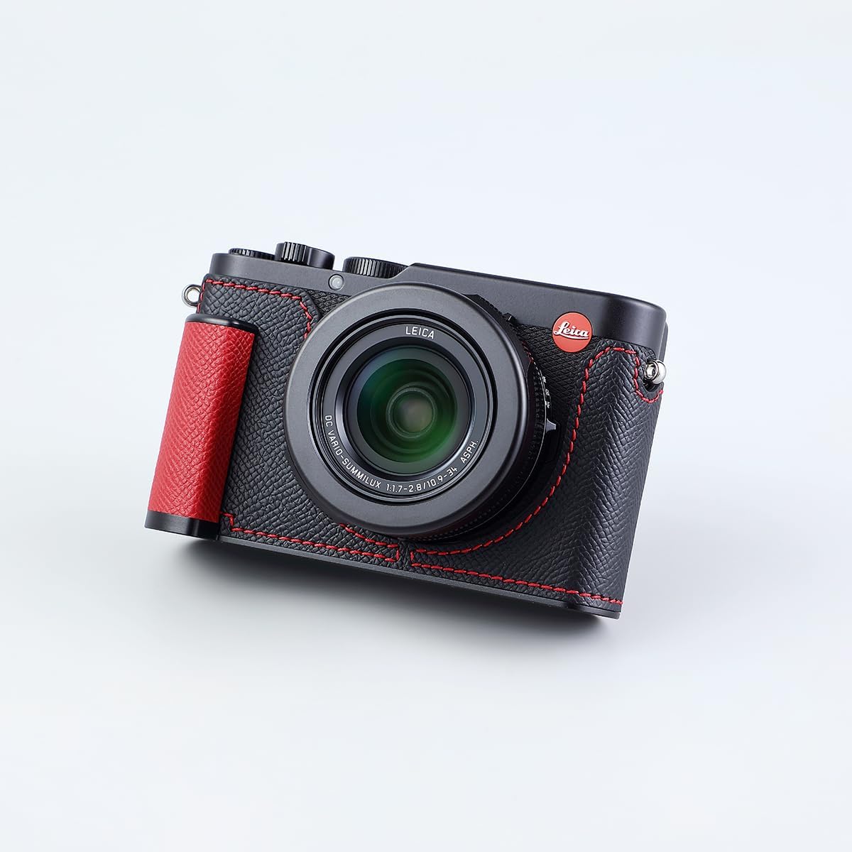 Camera Half Case for Leica D-LUX 8, Vintage Metal Genuine Leather Instant Camera Protective Cases Stylish Portable Shockproof (Black C)