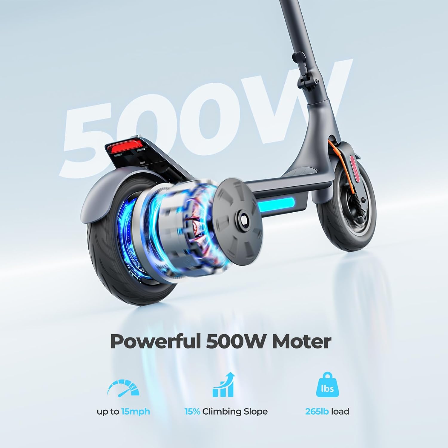 MEGAWHEELS Electric Scooter,Electric Scooter Adults Teens,10in Pneumatic Tires,350/500/600W Motor,19/31 Miles Range,15.5mph E Scooter with Smart APP Control for Commuting, Outdoor, Short Travel Gift