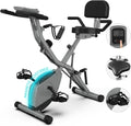 USLIM Foldable Exercise Bike Stationary Bikes for Home, 5 IN 1 Indoor Workout Bike, Cycling Bike with 16-Level Quiet Magnetic Resistance, 6.6 LBS Flywheel and 300LBS Capacity for Senior and Home Workout