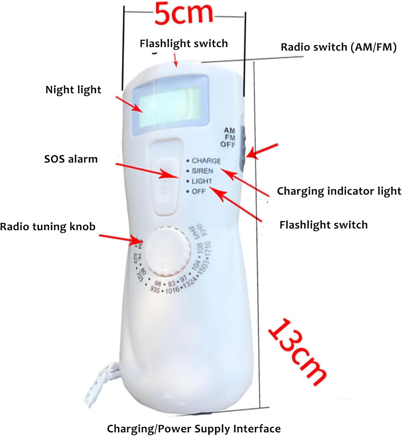 Hand Crank Power Bank with LED Flashlight, Portable Manual Generator Emergency Charger, Solar & USB Rechargeable Outdoor Power Supply for Camping, Hiking, and Survival Use
