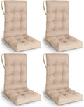 GREENVINES Rocking Chair Cushions Set of 4 | Polyester | Waterproof | Outdoor High Back Rocker Chairs Cushion | Seat with Ties | Non-Slip | Thickened Pad for Patio | 46.5' x 18.5' x 4.3' | Beige