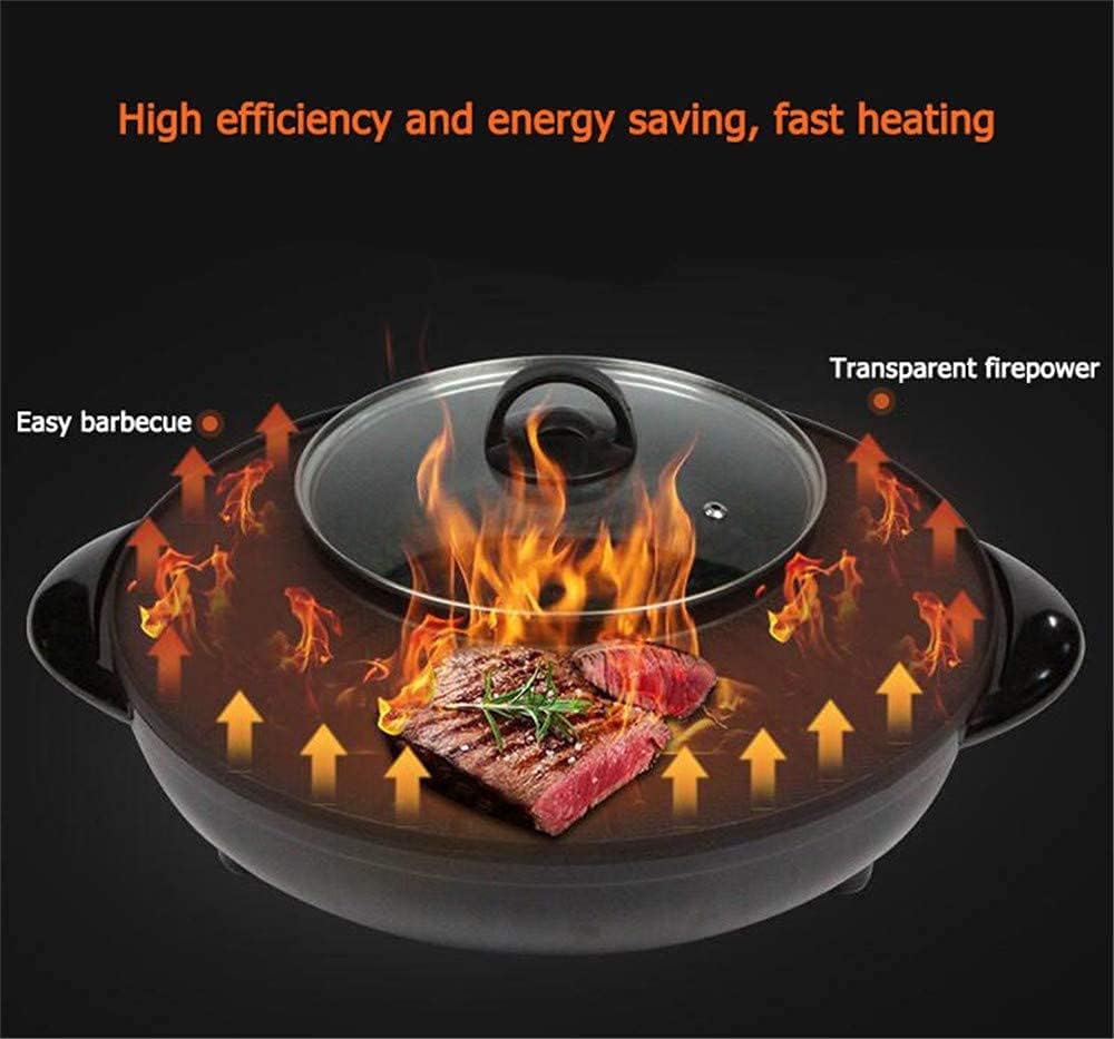 BBQ Smokeless Grill 2 in 1 Portable Electric Grill And Hot Pot, Five-Speed Temperature Control Adjustment, for Indoor Outdoor Parties, Capacity for 2-8 People, 220V