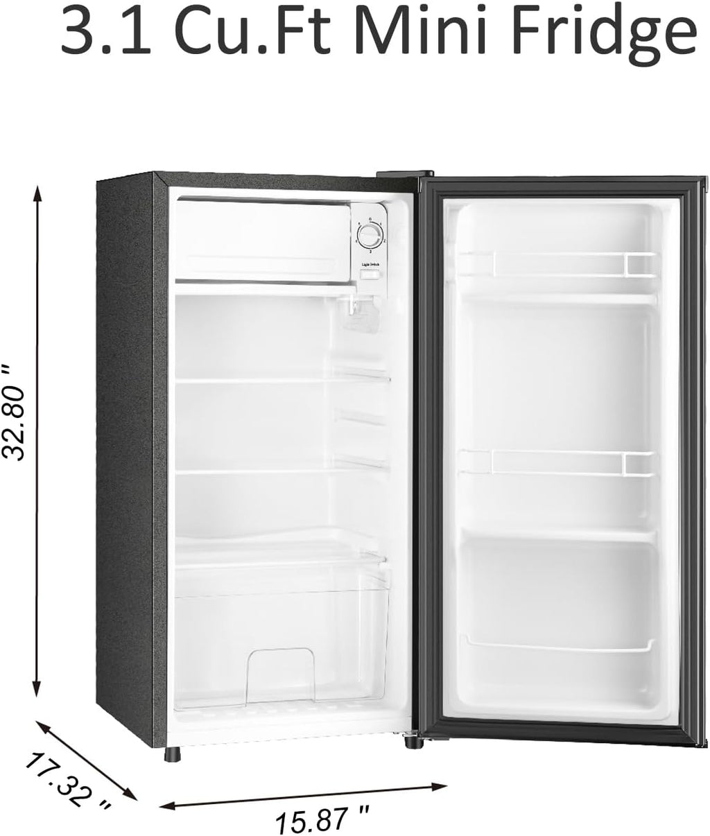 HAILANG 3.1 Cu.Ft Mini Fridge with Freezer, Single Door Mini Refrigerator, 5 Settings Temperature Adjustable, Compact Refrigerator for Apartment,Dorm, Office, Bedroom