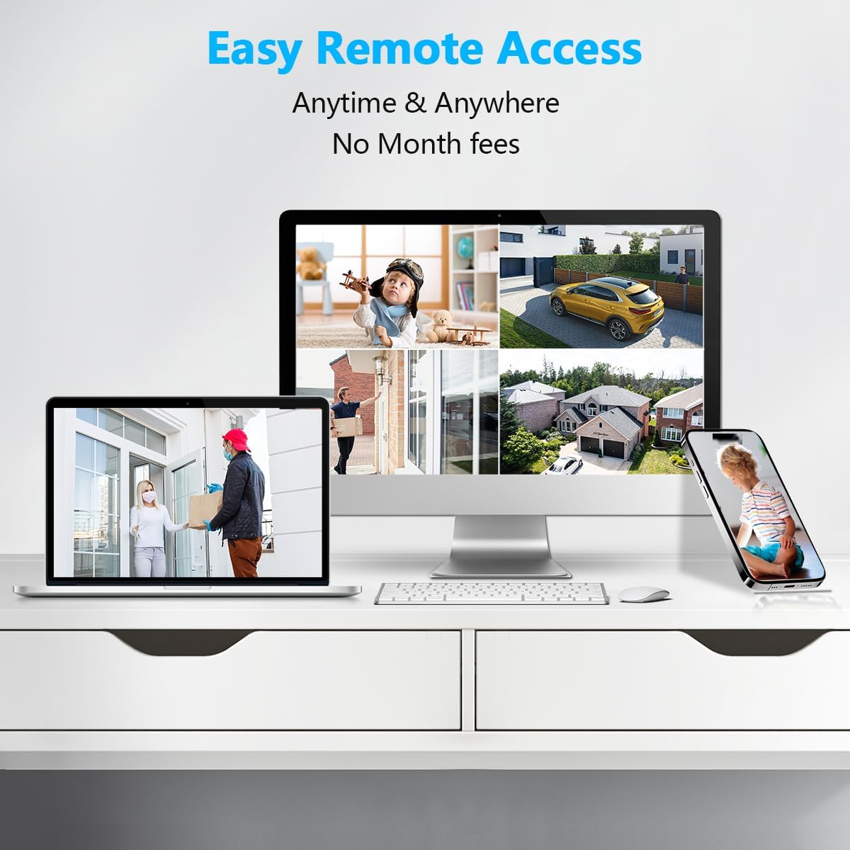 OOSSXX (2026 Update) 4K PoE Security Camera System, 4 Wired Dome Cameras Outdoor Indoor, 130° Wide Angle, 8CH NVR with 3TB HDD, Built-in Mic, Free App Remote Access, No Monthly Fee, 90 Days Recording