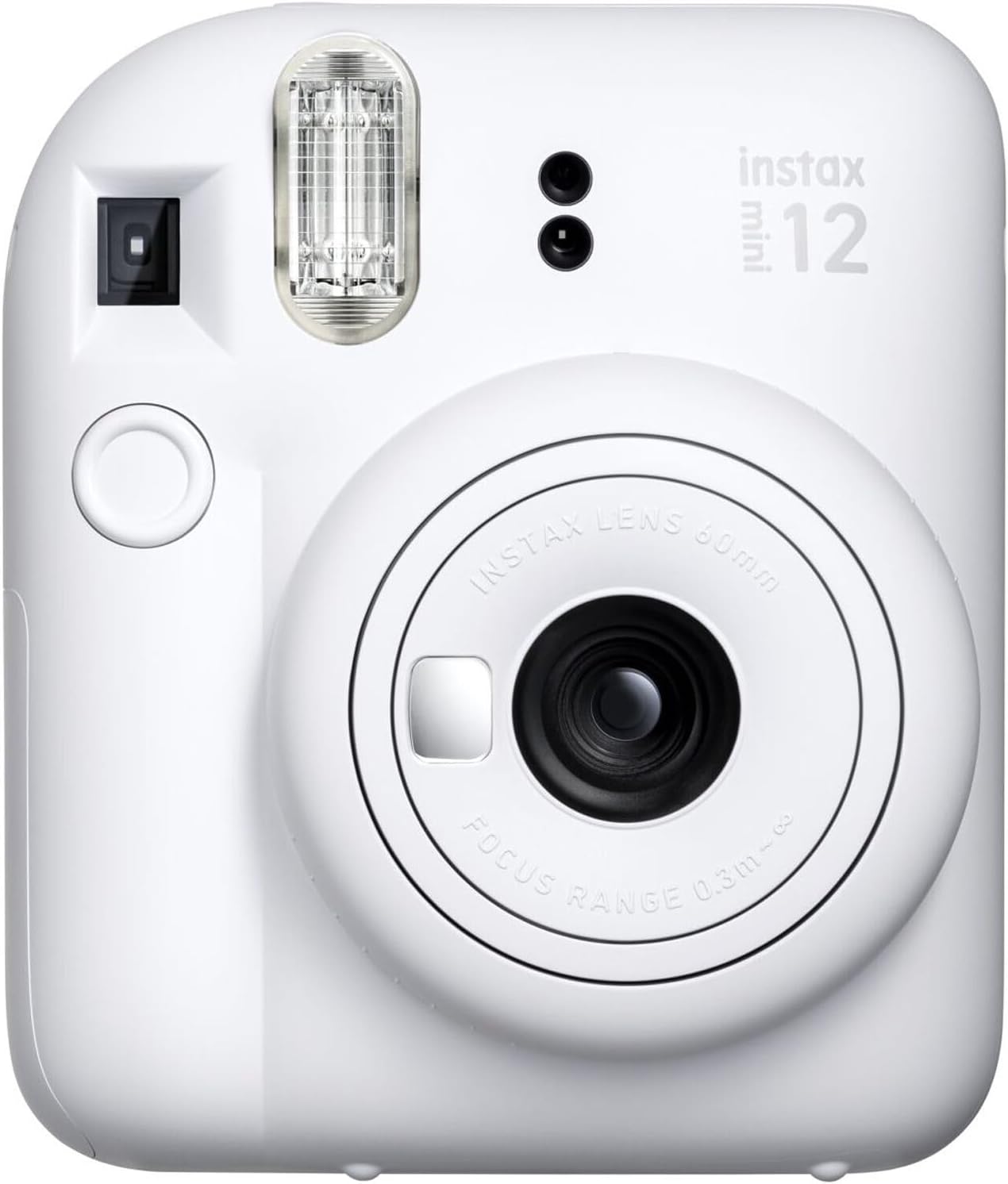 Fujifilm Instax Mini 12 Instant Camera Clay White Bundle with Fuji Instax Mini Film Value Pack (20 Sheets) + Photo Album + Microfiber Cleaning Cloth