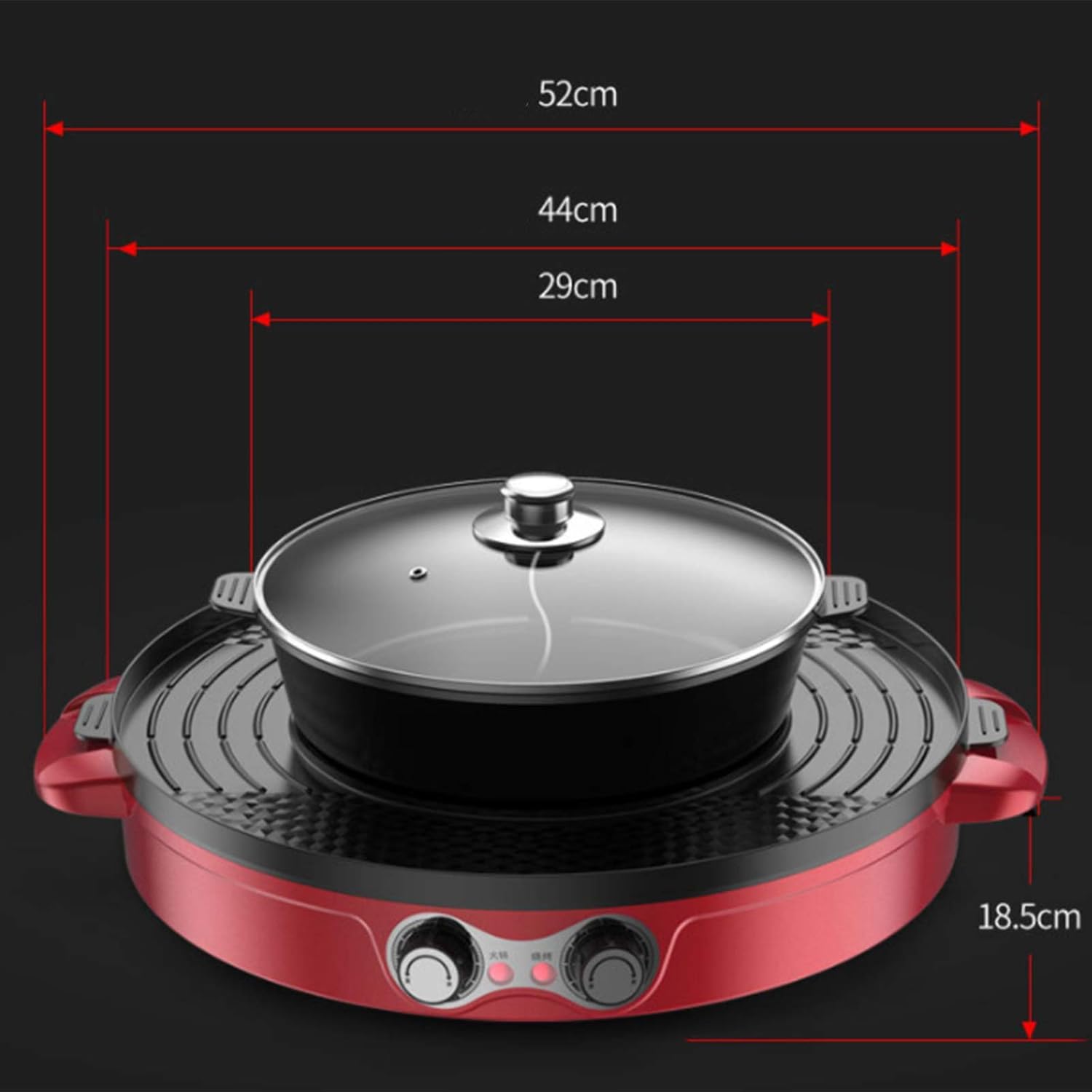 Multifunctional Non-Stick Korean BBQ Smokeless - Korean Hot Pot With Divider Shabu Pot - Separate Dual Temperature Control