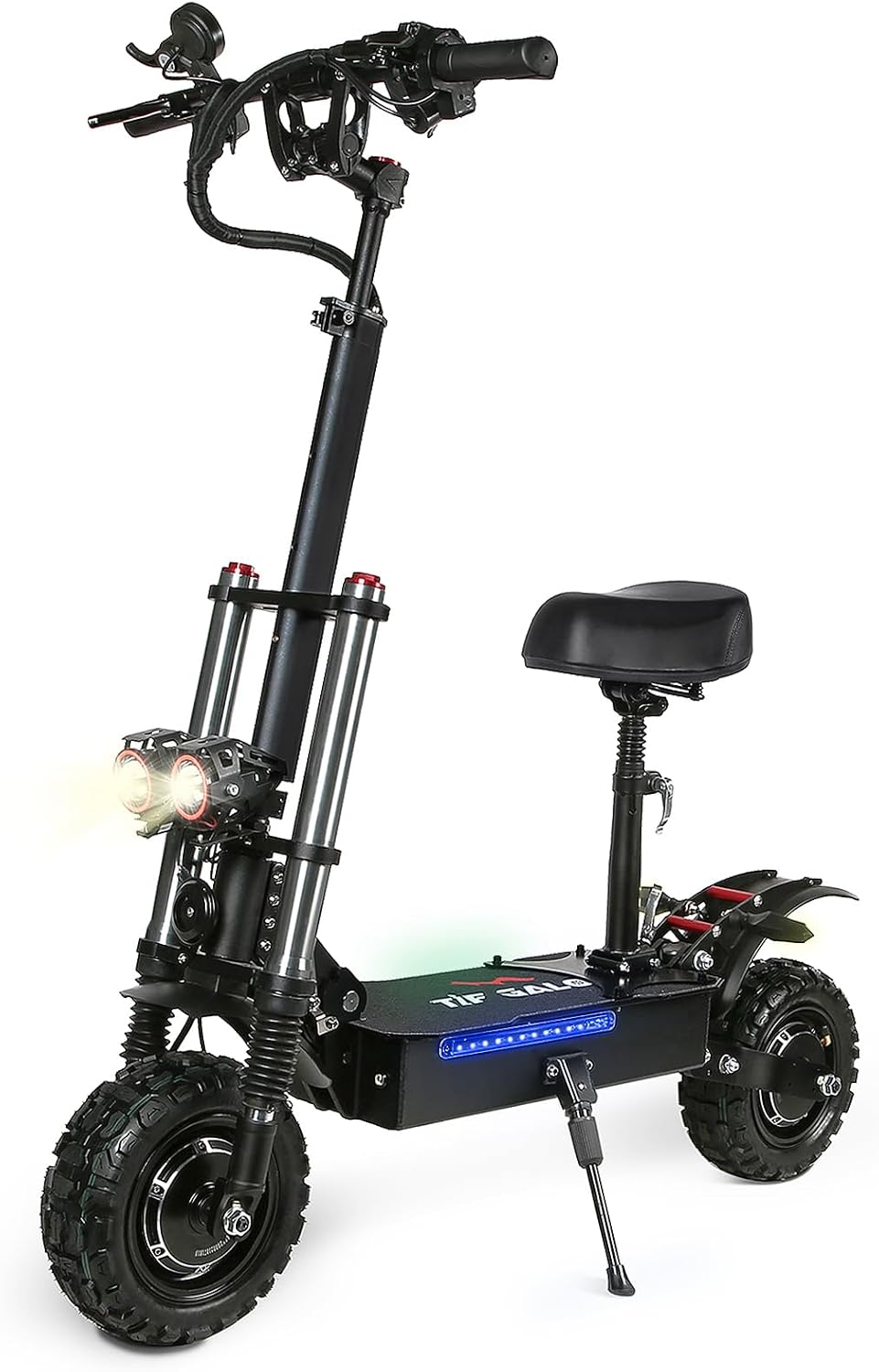 60V 38AH/27AH Electric Scooter Adult,6000W Dual Motors Max Speed 50MPH, Range 45-60 Miles Foldable Electric Scooter with Seat, Dual Suspension All Terrain E-Scooter