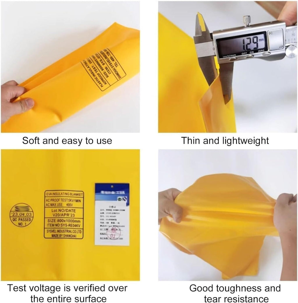 Industrial Insulation Blanket Large Electric Blanket with 3 Insulated Clamps, Outdoor Power Supply Safety Tool for Substations(0.4KV - 100x100cm(39.4x39.4in))
