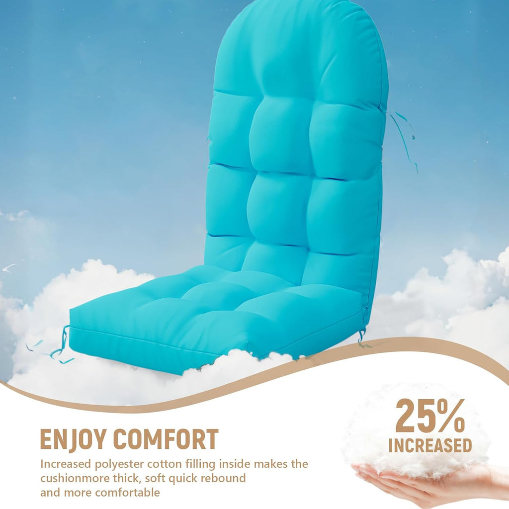 Sannwsg Adirondack Chair Cushion Set of 4, Rocking Chair Cushions, High Back Patio Cushions, Thickened Weather Resistant Patio Cushion with 6 Ties, Non Slip Fade & Waterproof