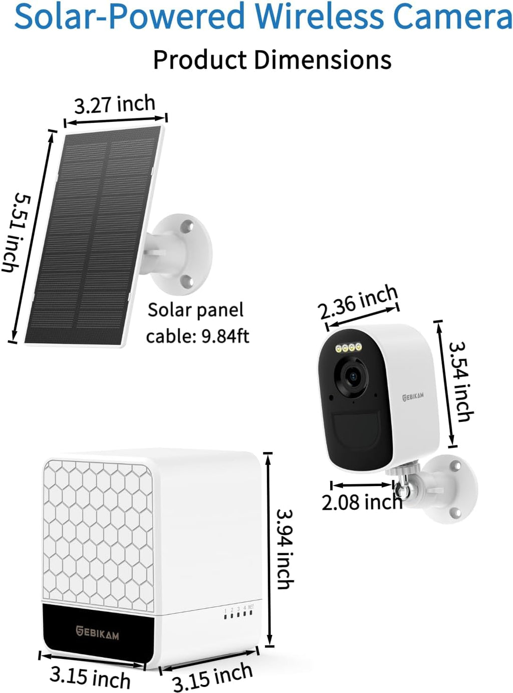 2K/4MP Solar Security Cameras Wireless Outdoor, 4 Battery Cameras with 4 Solar Panels, 5GHz & 2.4GHz WiFi, Spotlight Color Night Vision, PIR Motion Sensor, APP Remote Access for Home Security