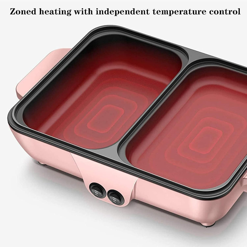 Electric Mini Grill with Hot Pot, 2-in-1 Non-Stick Indoor BBQ & Shabu Cooker, Ideal for Dorm Rooms & Small Kitchens (Black)
