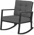 HAPPYGRILL Wicker Rocking Chair, Outdoor Patio Glider Chair with Heavy-Duty Frame, Thick Cushion, Rattan Rocking Chair for Backyard Garden Porch